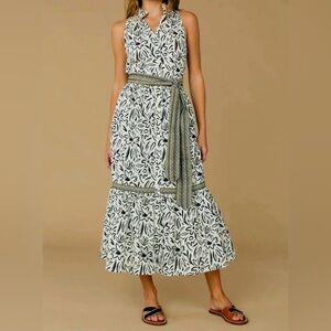 Elizabeth James Bonnie Dress XS Floral Pearl Button Midi NWT $350